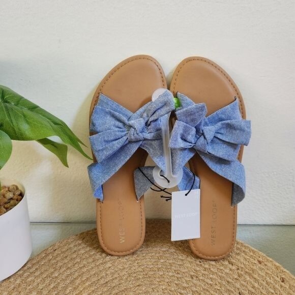 West loop Bow chambray Sandal - Picture 1 of 5